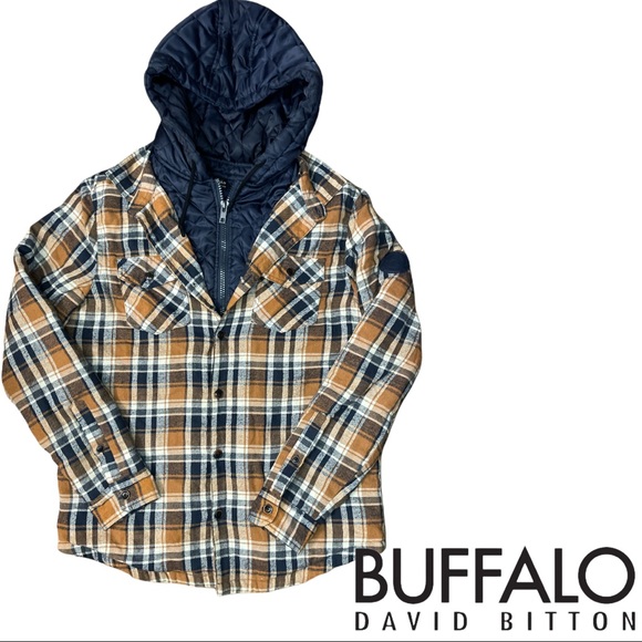 Buffalo David Bitton Samira Men's Hooded Plaid Shirt, size Medium (M) - Picture 1 of 10
